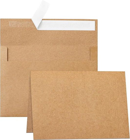 Brown Greeting Cards and Envelopes 5 x 7 Blank 300GSM Printable Folded Cardstock and A7 Envelopes Self Seal 20 packs for Invitations, Mailing, Thank You Cards, Birthday
