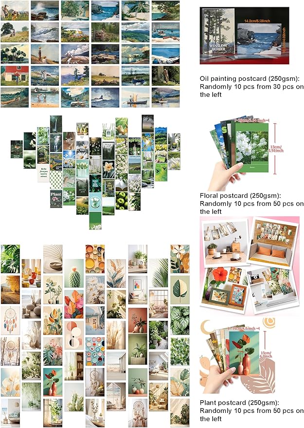 Family Greeting Cards Set 54-in-1, Art Postcards & DIY Stickers for handmade greeting cards set- Thank You, Christmas, 3D Pop-Up Birthday Cards for Mom/Dad/Kids + Floral & Landscape Postcards,350g Premium Paper, Reusable Envelopes (175x110mm)