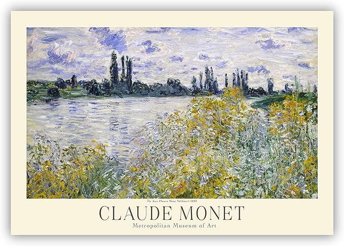 Claude Monet Museum Gallery Exhibition Poster - Art Works Prints, Vintage Print for Home Office Wall Decor (Collection 1) - 24x36 Inches