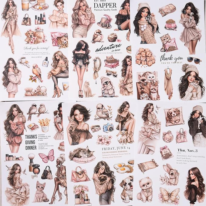 YagCu Scrapbook Sticker Book, Pets Dogs Cats Journaling Stickers, Animal Junk Journal Supplies, Pre-Cut Aesthetic Scrapbooking Stickers for Adults, Decorative Ephemera Bullet Planner DIY Arts Craft