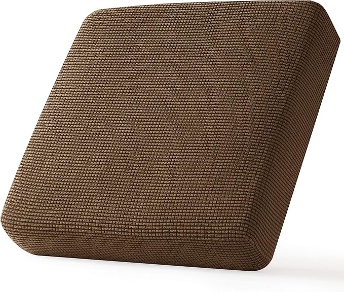 CHUN YI Small Couch Cushion Cover Stretch, Sofa Seat Slipcovers for Pets, Suitable for Armchair Loveseat Sofa with Spandex Jacquard Washable Fabric(Small,Coffee)