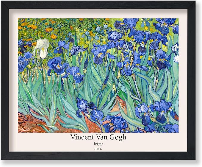 Monem Art Vintage Van Gogh Poster - Retro Irises Print - Impressionism Art - Floral Art - Fine Art - Flower Art - Classic Painting Art - Aesthetic Living Room Wall Decor - 16x20 UNFRAMED Wall Art
