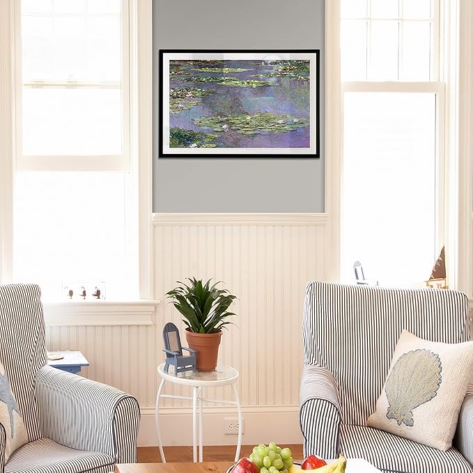 Water Lilies, 1905 01 by Claude Monet Fine Giclee Prints Wall Art in Premium Quality Ready to Hang, 24X34 Framed, Black Frame