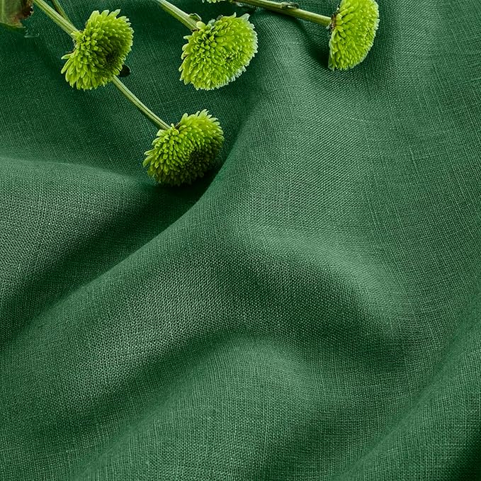 Solino Home Linen Pine Green Table Runner 108 Inches Long - 100% Pure Linen 14 x 108 Inch Table Runner for St Patricks Day - Fete