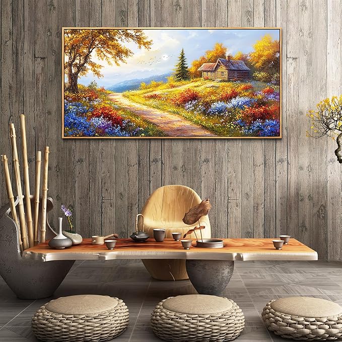 KELIYUAN Large Wall Art For Living Room Framed Canvas Wall Decor For Office Decorations For Bedroom Landscape Painting Pictures Prints Artworks Restaurant Kitchen Mural Modern Home Decor 20"X40"