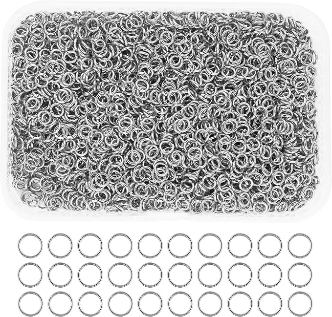 Mandala Crafts Assorted Stainless Steel Jump Rings Jewelry Findings Metal O Rings for Jewelry Making Supplies - 3000 Small Open Jump Rings Kit for Necklace Earring