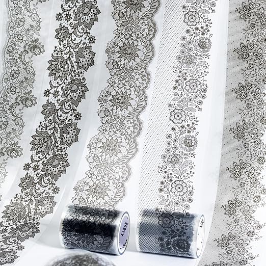 Lace Dream PET Tape Set, 6 Rolls of Elegant Floral Stickers for Scrapbooking, Journaling, DIY Crafts, and Art Supplies