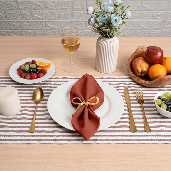 Blue Needles Solid Cloth Napkins Set of 12 Rust 100% Cotton Dinner Napkins 18x18 inches - Soft, Reusable, Absorbent & Washable Linen, Ideal for Christmas Events, Parties & Everyday Use