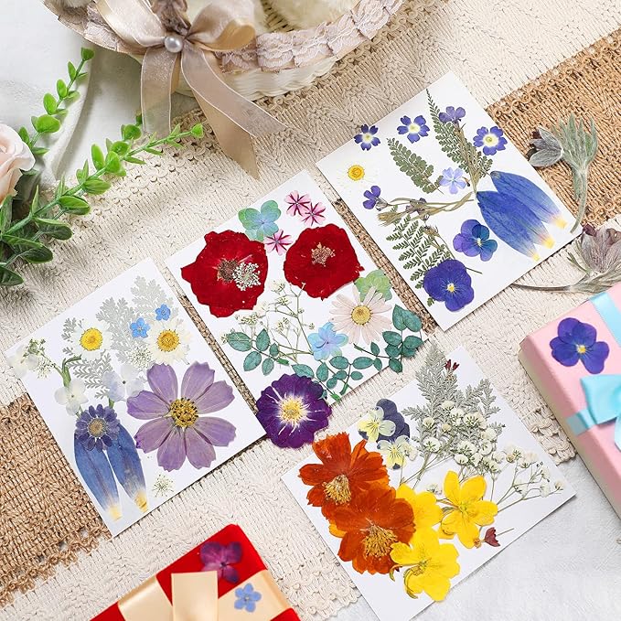 Nuanchu Dried Flower for Resin Crafts Pressed Flowers Bulk, Real Dried Wildflowers Leave Natural with Tweezer for Resin Mold Scrapbooking Nail Soap Candle Card Making DIY Christmas Crafts Supplies