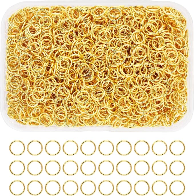 Mandala Crafts Assorted Gold Color Jump Rings Jewelry Findings Metal O Rings for Jewelry Making Supplies - 1500 6mm Small Open Jump Rings Kit for Necklace Earring
