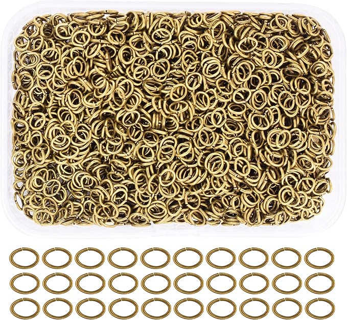 Mandala Crafts 5600 Pcs Oval Antique Brass Jump Rings - Jewelry Making Supplies