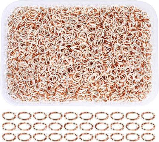 Mandala Crafts 5X4mm Rose Gold Oval Jump Rings Jewelry Findings Metal O Rings for Jewelry Making Supplies - 2400 Small Open Jump Rings Kit for Necklace Earring