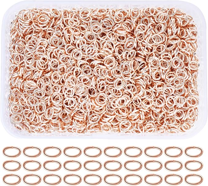 Mandala Crafts 4X3mm Rose Gold Oval Jump Rings Jewelry Findings Metal O Rings for Jewelry Making Supplies - 5600 Small Open Jump Rings Kit for Necklace Earring