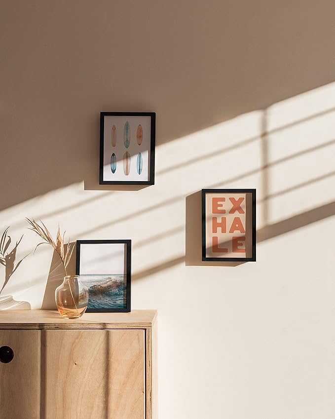 HAUS AND HUES Black Oak Wood Picture Frames, 5x7 inches, Set of 3, for Gallery Wall Decor