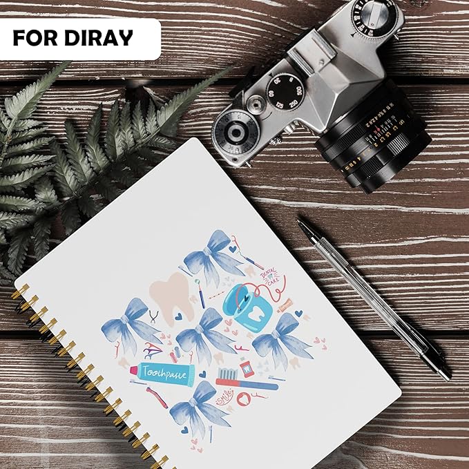 Evcprz Coquette Dentist Notebook Journal, Blue Bow Dental Hygienist Aesthetic Notebook, Cute Tooth Pattern Journal, Gifts for Dentist Assistant Women Girls, Spiral Notebook 5.5x8.3 Inch