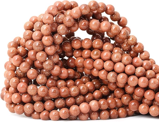 60PCS 6mm Gold Sandstone Gemstone Round Loose Beads for Jewelry Making 1 Strand 15"