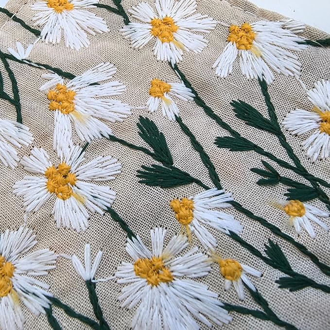 Embroidered Floral Cloth Coasters 4 Inch, Decorations for Kitchen Table, 100% Cotton Fabric Absorbent Coaster