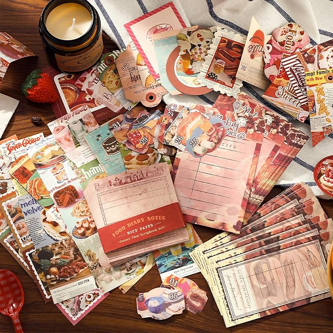 Draupnir Vintage Aesthetic Scrapbook Kit, Bullet Junk Journal Kit with Journaling/Scrapbooking Supplies, Stationery, A6 Grid Notebook Graph Ruled Pages, DIY Gift for Teen Girl Kid Women