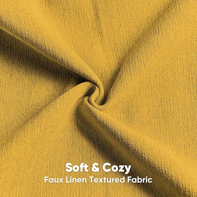 FUTEI Mustard Yellow Chenille Decorative Throw Pillow Covers 12x20 Inch Set of 2,Soft Cozy Faux Linen Textured Lumbar Pillow Cases,Farmhouse Home Decor for Couch Living Room