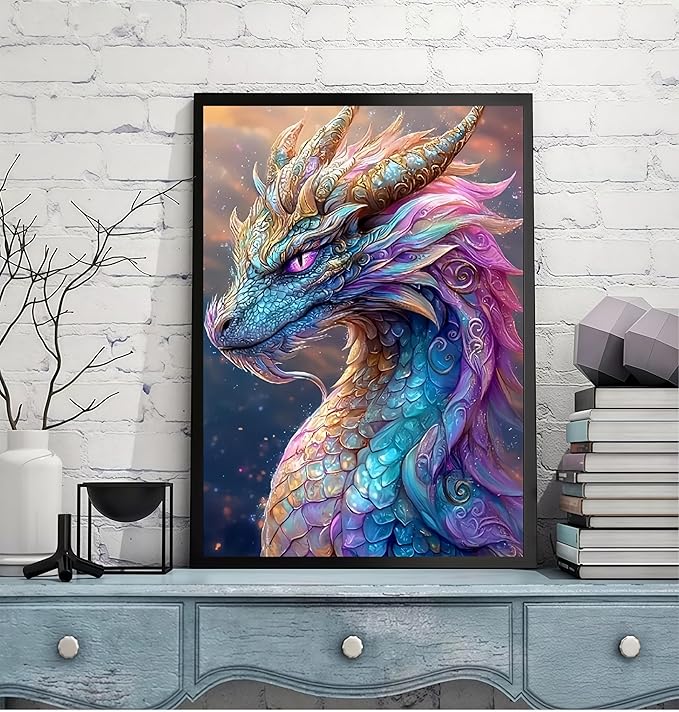 Dragon 5D DIY Diamond Painting Kits for Adults, Diamond Art Kits for Beginners, Full Drill Dot Painting Gem Art Kits for Home Wall Decor11.8 x15.7 Inch