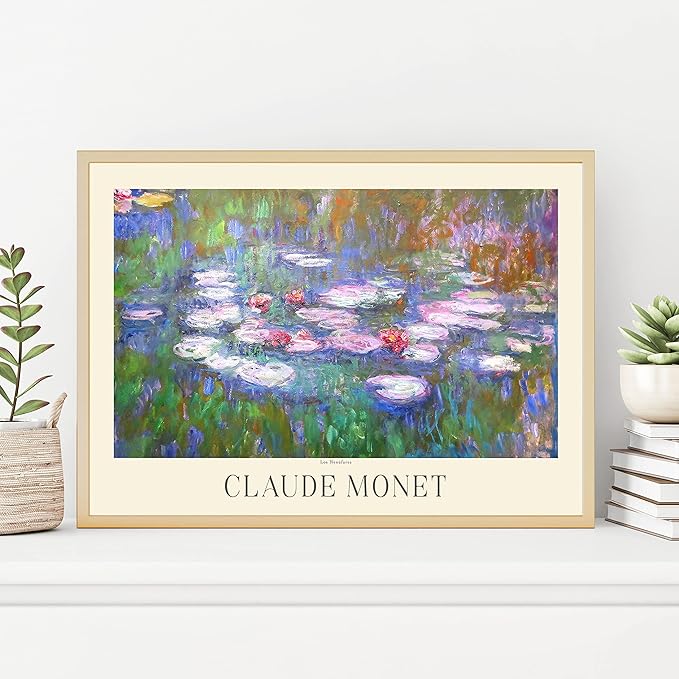 Claude Monet Museum Gallery Exhibition Poster - Art Works Prints, Vintage Print for Home Office Wall Decor (Collection 1) - 12x18 Inches
