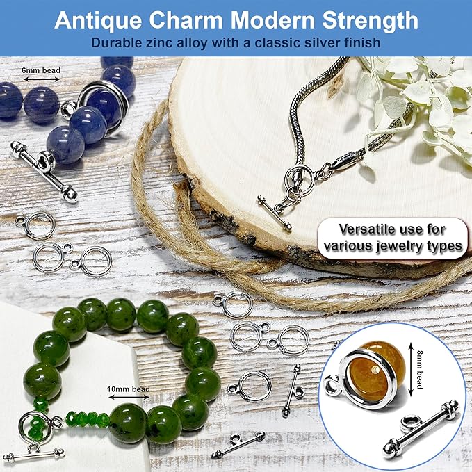 Heather's cf 130 set Toggle Jewelry Clasps Necklace Toggle Clasp Silver Toggle Clasps for Jewelry Making