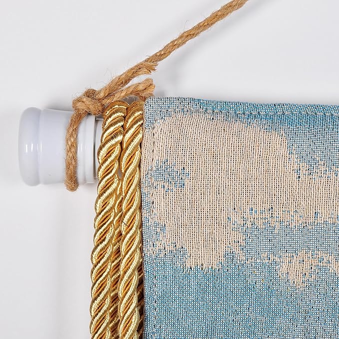 Vintage Nature Tapestry Wall Hanging Set with Telescopic Rod & Tassels - Jacquard Woven Fabric Aesthetic Country Landscape Wall Tapestry for Bedroom/Living Room Decor Green Art (42"x27") (Soft - toned, historic castle by the water)