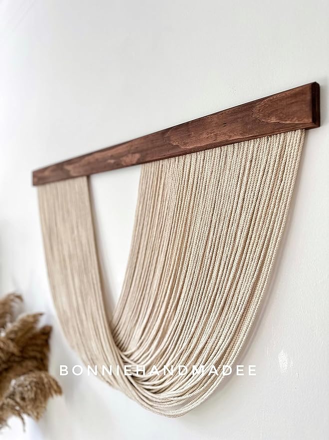 Large Macrame Wall Hanging Boho Wall Decor for Living Room Woven Wall Decor Yarn Tapestry Wall Hanging Aesthetic Macrame Headboard (Large 40''x24'', Type-1)