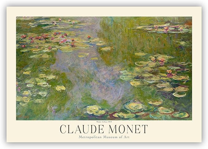 Claude Monet Museum Gallery Exhibition Poster - Art Works Prints, Vintage Print for Home Office Wall Decor (Collection 1) - 24x36 Inches