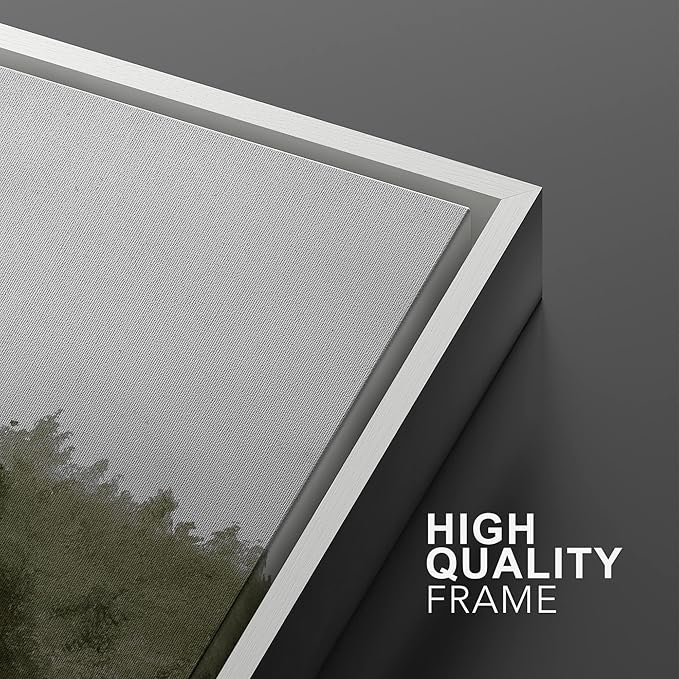SIGNWIN Framed Canvas Print Wall Art Set Green Mountain Hill Forest Landscape Nature Wilderness Illustrations Fine Art Farmhouse/Country Minimal for Living Room, Bedroom, Office - 24"x36"x2 White