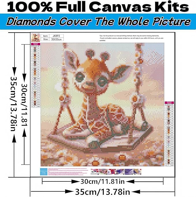 Acelii Fall 5D Diamond Art Kits for Adults Beginners,Giraffe Swing DIY Full Round Drill Diamond Painting Kits,Autumn Paint by Diamonds Dots Gem Art Easy,Home Wall Decor 14X14 Inch
