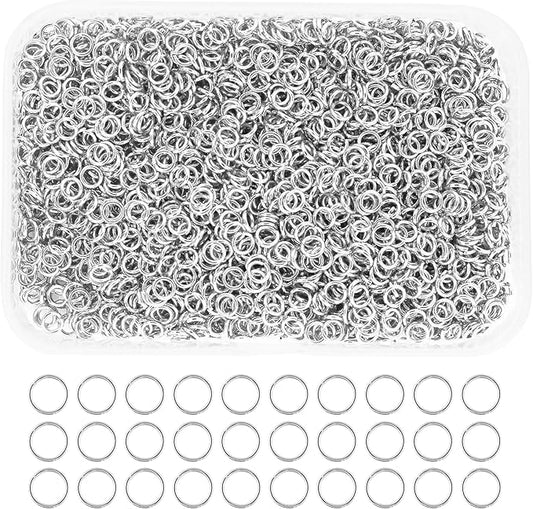Mandala Crafts Assorted Silver Color Jump Rings Jewelry Findings Metal O Rings for Jewelry Making Supplies - 5000 3mm Small Open Jump Rings Kit for Necklace Earring