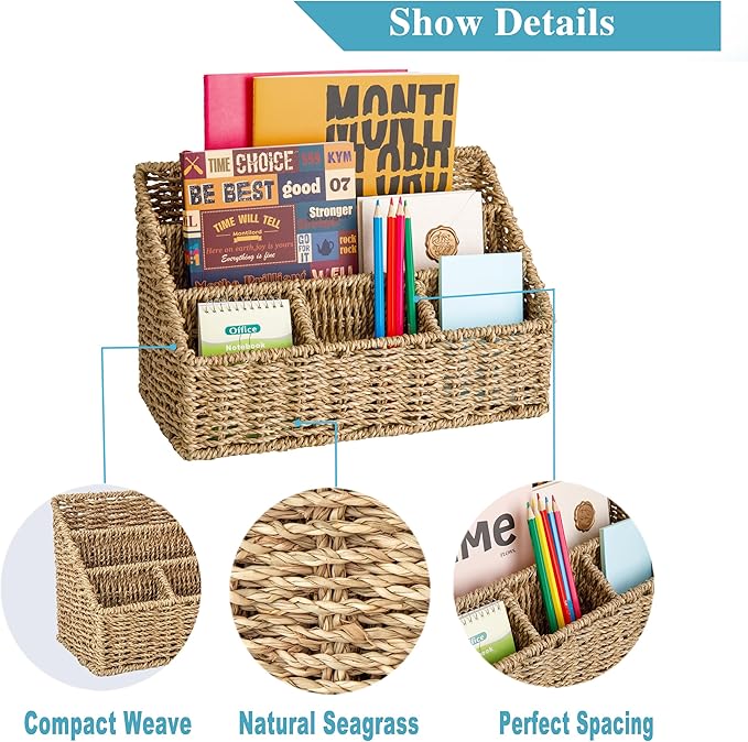 Mail Organizer Countertops, Desk Organizer Bills Organizer, Mail Sorters Organizers, Pencil Holder Magazine File Holder, Desk Organizer and Accessories(Seagrass)