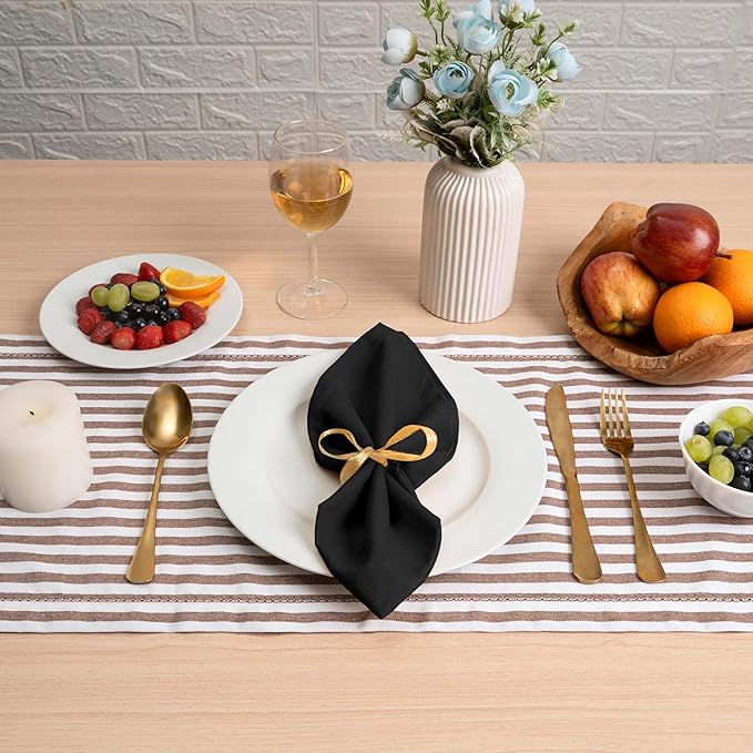 Blue Needles Solid Cloth Napkins Set of 12 Black 100% Cotton Dinner Napkins 18x18 inches - Soft, Reusable, Absorbent & Washable Linen, Ideal for Christmas Events, Parties & Everyday Use