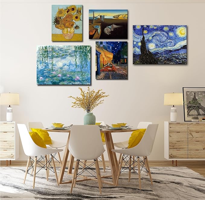 weiyiart Vincent Van Gogh Canvas Wall Art Cafe Terrace At Night Painting Classic Artwork Bathroom Picture Print for Home Decor 12"x15"