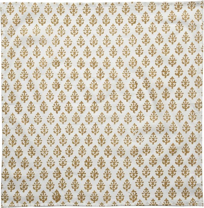CPC Cloth Napkins Set of 4 Cotton Printed Dinner Hand Print Napkins I Wedding Cocktail Cloth Floral Napkins I 18x18 in I Yellow Flower