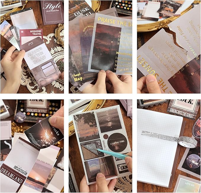 Scrapbooking Supplies Kit, Aesthetic Daily Life Travel Scrapbook Kit for Bullet Junk Journal, Stationery, A6 Grid Notebook, Flower DIY Journaling Supplies, Birthday Craft Gift Teen Girl Kid Women