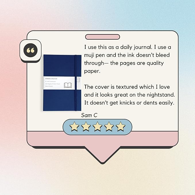Portage Blank Hardcover Aesthetic Notebook Writing Journal – Bleed-Proof Paper Notepad for Journaling, High GSM, A5 Notebook, Cream Pages - Navy Blue, 6 x 8.5 Inches, 224 Pages