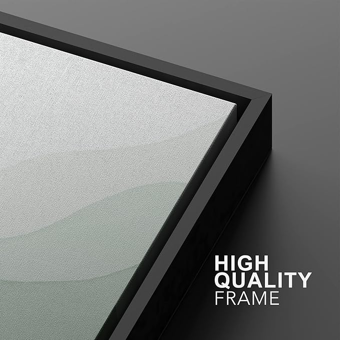 SIGNWIN Framed Canvas Print Wall Art Set Pastel Watercolor Green Wave Illusion Abstract Shapes Illustrations Modern Art Minimal Boho Colorful for Living Room, Bedroom, Office - 16"x24"x2 Black