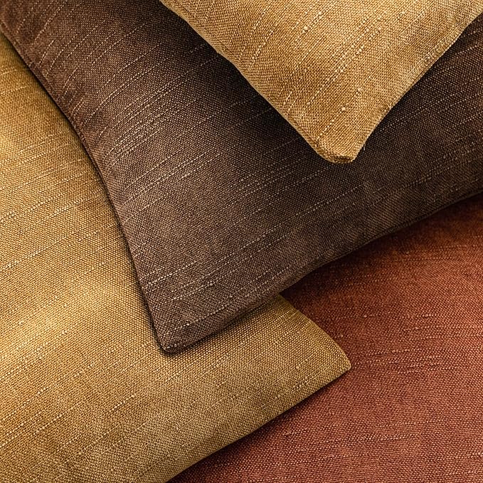 Foindtower Set of 2 Soft Textured Chenille Throw Decorative Pillow Covers Square Accent Solid Cushion Cover Cozy Neutral Farmhouse Pillow Case for Couch Sofa Bedroom Living Room 26x26 Inch,Dark Bronze