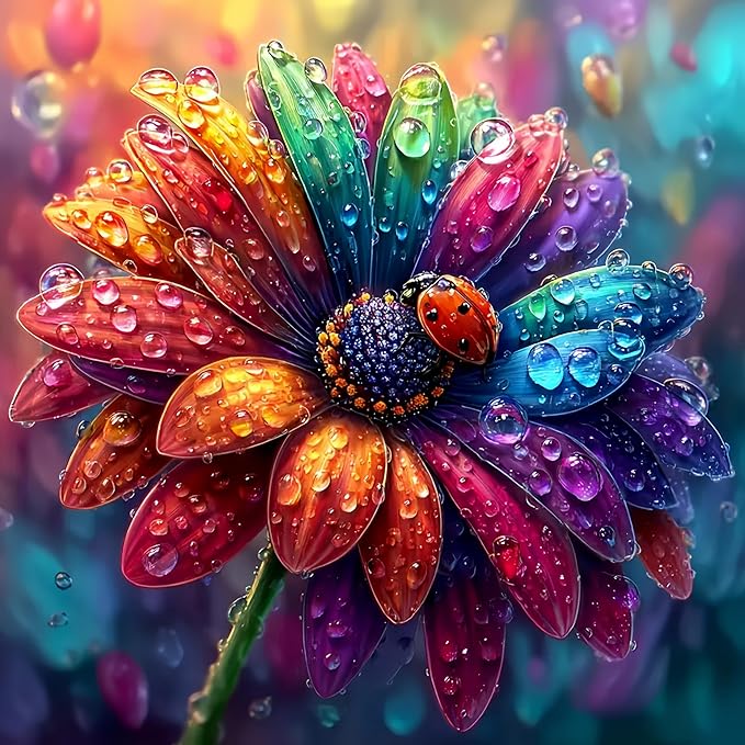 Painting by Numbers Kit for Adults Beginner,Rain Flower Paint by Numbers Easy for Adults,Adult Paint by Number Kits on Canvas,Paint by Numbers ainting Acrylic Oil Painting Home Wall Decor 15.8X15.8 In