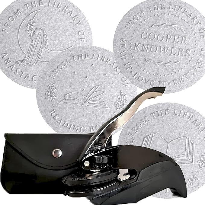 Book Embosser by StampBoss, Custom Made with Your Choice of Design. from The Library of, Personalized Gift. Add Gold foils