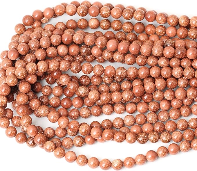 45PCS 8mm Gold Sandstone Gemstone Round Loose Beads for Jewelry Making 1 Strand 15"
