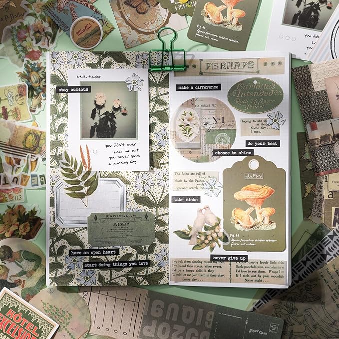 YagCu Aesthetic Scrapbook Kit, Junk Journal Scrapbooking Supplies, Vintage Journaling Set Bullet Journals Material, Large Collection for Teen Girls Women Adults Beginners, Arts Craft Ephemera