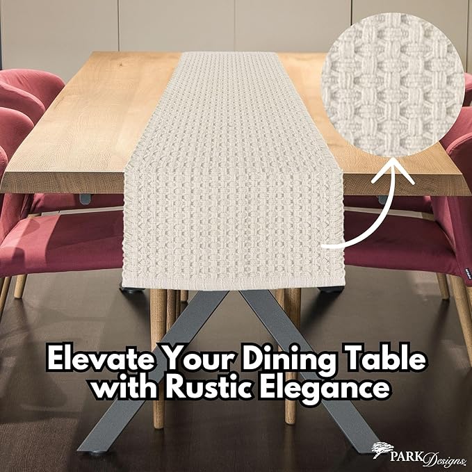 Park Designs Cream Chadwick Braided Farmhouse Table Runner 36 Inch | 13x36 Rustic Dining Table Accessory | Hand Loomed & Rugged Texture | Modern Farmhouse Table Runners 36 Inches
