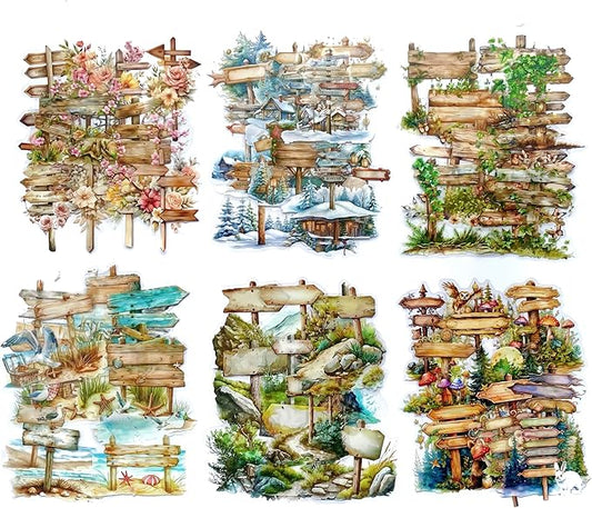 90Pcs Nature Scrapbook Stickers, Forest Mushroom Stickers,Travel Clear PET Sticker for Scrapbooking, Junk Journal, Embellishment Decoration Diary, Planner (Travel Guide)