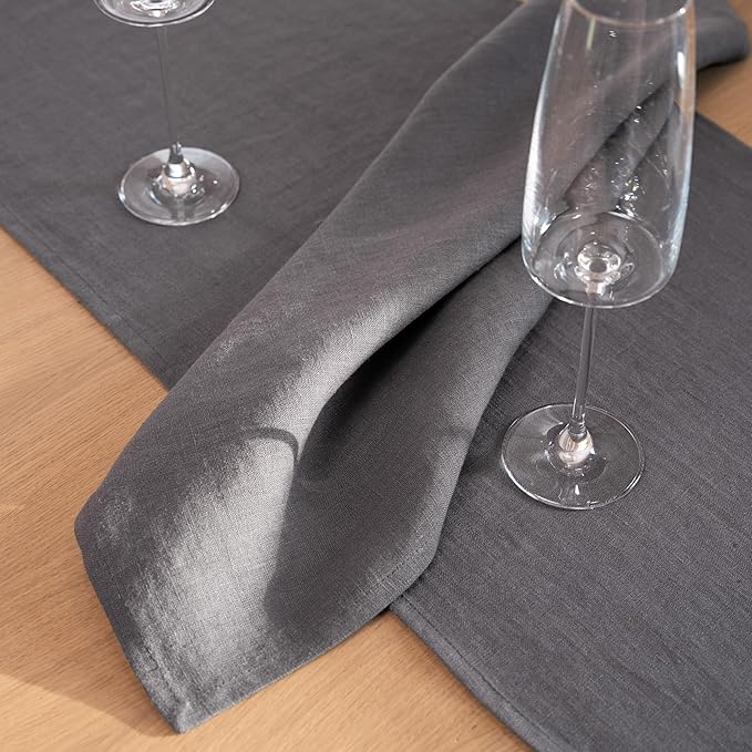 Linen Dinner Napkins 18 x 18 Inch - 100% Flax Linen Napkins - Stone Washed Pure Linen Cloth Napkins (Ash Grey, 18" x 18"(Set of 4))