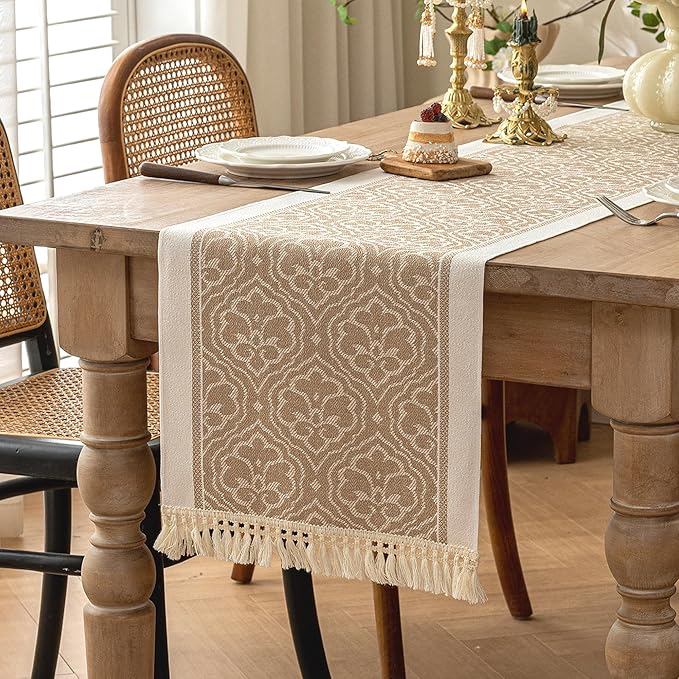 Table Runners 119 Inches,Waterproof Boho Table Runner with Tassel Fringe,Table Runner for Party Coffee Table