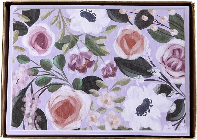 Graphique Painted Floral Cards | Pack of 16 Cards with Envelopes | Blank Inside | All Occasion Greetings | Family and Friends | Boxed Set | 3.25" x 4.75"