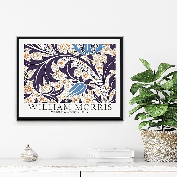 William Morris Eclectic Wall Art Poster Prints, Famous Artist Patterns, Vintage Flowers Decor Artwork, Tapestry Historic Cultural Illustrations Fine Art, Colorful for Living Room, Bedroom, Office,